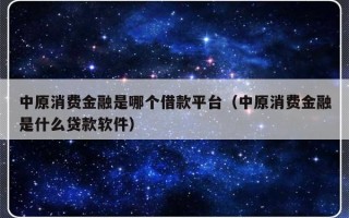 中原消费金融是哪个借款平台（中原消费金融是什么贷款软件）