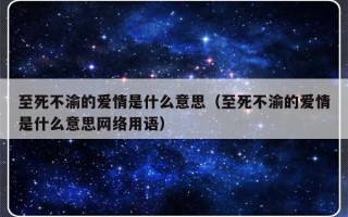 至死不渝的爱情是什么意思（至死不渝的爱情是什么意思网络用语）