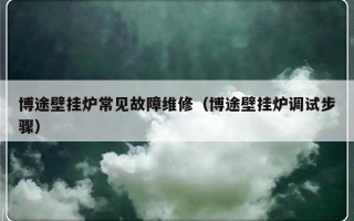 博途壁挂炉常见故障维修（博途壁挂炉调试步骤）