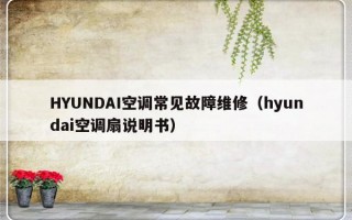 HYUNDAI空调常见故障维修（hyundai空调扇说明书）