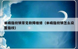 米嘀指纹锁常见故障维修（米嘀指纹锁怎么设置指纹）