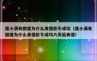 度小满有额度为什么用借款不成功（度小满有额度为什么用借款不成功六天后再借）