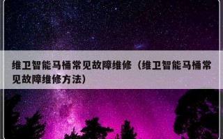 维卫智能马桶常见故障维修（维卫智能马桶常见故障维修方法）