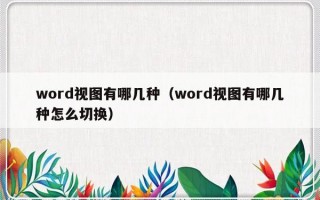 word视图有哪几种（word视图有哪几种怎么切换）