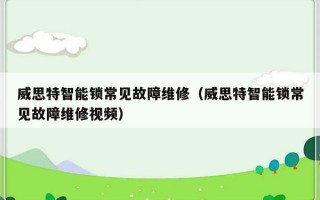 威思特智能锁常见故障维修（威思特智能锁常见故障维修视频）