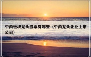 中药板块龙头股票有哪些（中药龙头企业上市公司）