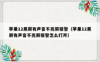 苹果12黑屏有声音不亮屏报警（苹果12黑屏有声音不亮屏报警怎么打开）