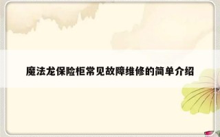 魔法龙保险柜常见故障维修的简单介绍