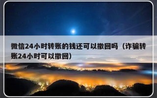 微信24小时转账的钱还可以撤回吗（诈骗转账24小时可以撤回）