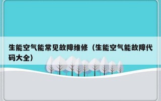 生能空气能常见故障维修（生能空气能故障代码大全）