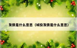 发债是什么意思（城投发债是什么意思）