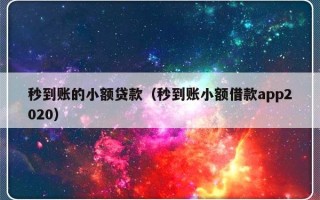 秒到账的小额贷款（秒到账小额借款app2020）