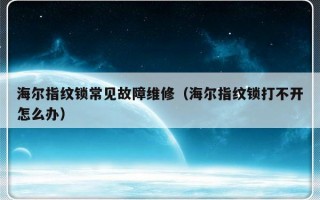 海尔指纹锁常见故障维修（海尔指纹锁打不开怎么办）