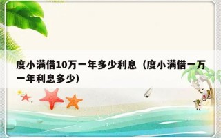 度小满借10万一年多少利息（度小满借一万一年利息多少）