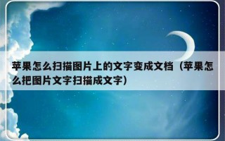 苹果怎么扫描图片上的文字变成文档（苹果怎么把图片文字扫描成文字）
