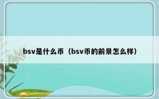 bsv是什么币（bsv币的前景怎么样）