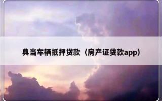 典当车辆抵押贷款（房产证贷款app）