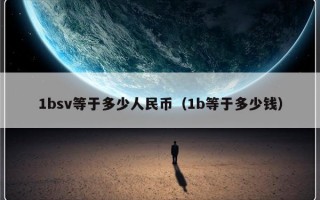 1bsv等于多少人民币（1b等于多少钱）