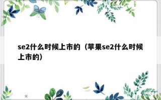 se2什么时候上市的（苹果se2什么时候上市的）