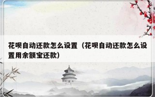 花呗自动还款怎么设置（花呗自动还款怎么设置用余额宝还款）