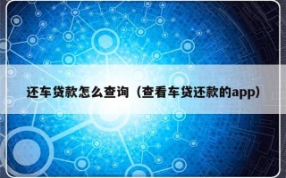 还车贷款怎么查询（查看车贷还款的app）