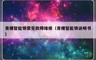 青稞智能锁常见故障维修（青稞智能锁说明书）