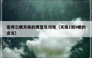 莲师三眼天珠的寓意及功效（天珠1到9眼的含义）