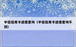 中信信用卡进度查询（中信信用卡进度查询不到）