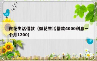 微花生活借款（微花生活借款4000利息一个月1200）