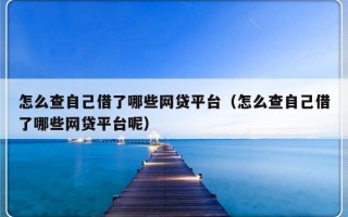 怎么查自己借了哪些网贷平台（怎么查自己借了哪些网贷平台呢）