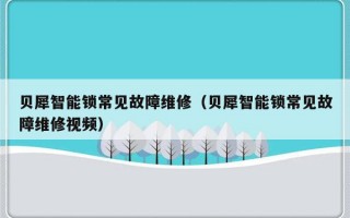 贝犀智能锁常见故障维修（贝犀智能锁常见故障维修视频）