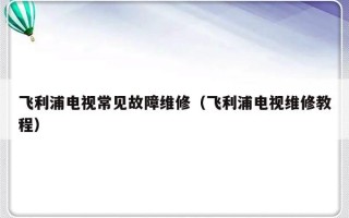 飞利浦电视常见故障维修（飞利浦电视维修教程）