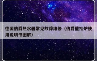 德国伯爵热水器常见故障维修（伯爵壁挂炉使用说明书图解）