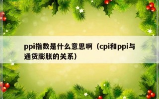 ppi指数是什么意思啊（cpi和ppi与通货膨胀的关系）