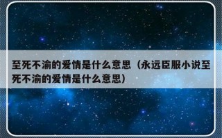 至死不渝的爱情是什么意思（永远臣服小说至死不渝的爱情是什么意思）