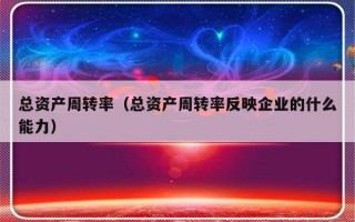 总资产周转率（总资产周转率反映企业的什么能力）