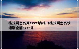 格式刷怎么用excel表格（格式刷怎么快速刷全部excel）