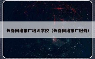 长春网络推广培训学校（长春网络推广服务）