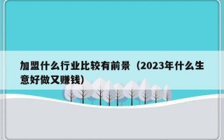 加盟什么行业比较有前景（2023年什么生意好做又赚钱）