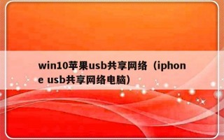 win10苹果usb共享网络（iphone usb共享网络电脑）