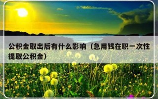 公积金取出后有什么影响（急用钱在职一次性提取公积金）