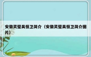 安徽灵璧吴恒卫简介（安徽灵璧吴恒卫简介图片）