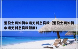 退役士兵如何申请无利息贷款（退役士兵如何申请无利息贷款额度）