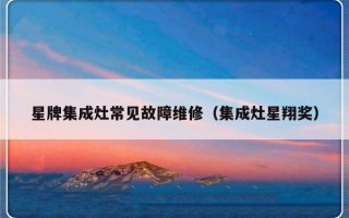 星牌集成灶常见故障维修（集成灶星翔奖）