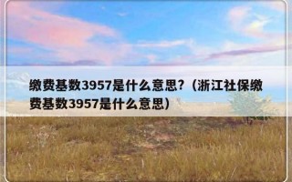 缴费基数3957是什么意思?（浙江社保缴费基数3957是什么意思）