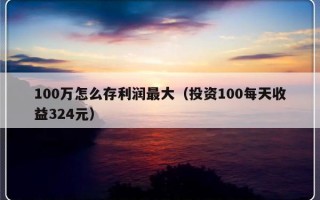 100万怎么存利润最大（投资100每天收益324元）