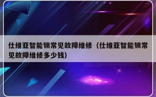 仕维亚智能锁常见故障维修（仕维亚智能锁常见故障维修多少钱）