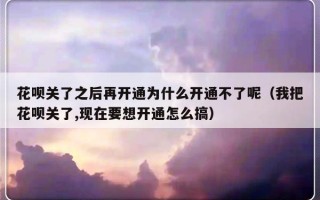 花呗关了之后再开通为什么开通不了呢（我把花呗关了,现在要想开通怎么搞）