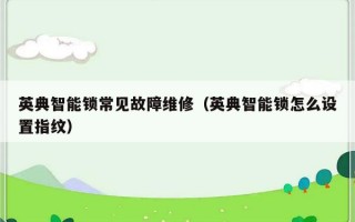 英典智能锁常见故障维修（英典智能锁怎么设置指纹）