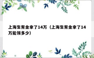 上海生育金拿了14万（上海生育金拿了14万能领多少）